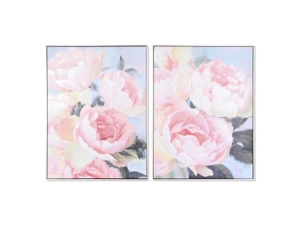 Maľba DKD Home Decor Kvety (60 x 3 x 80 cm) (2 kusov)