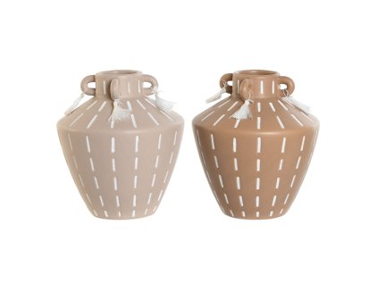 Váza Home ESPRIT Gaštanová Keramický Koloniálny štýl Strapce 15,5 x 15,5 x 17,1 cm (2 kusy)