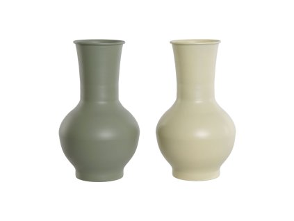 Váza Home ESPRIT Zelená Krémová Kov 20 x 20 x 34,5 cm (2 kusov)