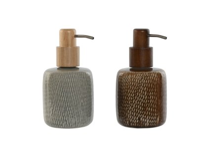 Dávkovače mydla Home ESPRIT Polyetylén Kamenina Gaštanová Sivá (8,5 x 8,5 x 16 cm) (2 kusov)