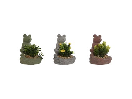 Dekorácie Okrasná rastlina Žaba Home ESPRIT 9 x 9 x 13 cm (3 kusov) Polyetylén Cement