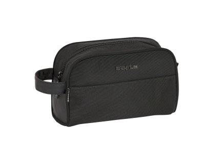 Kozmetická taška s pútkom Safta Black Nylon Koženka Čierna (24 x 15 x 10 cm)