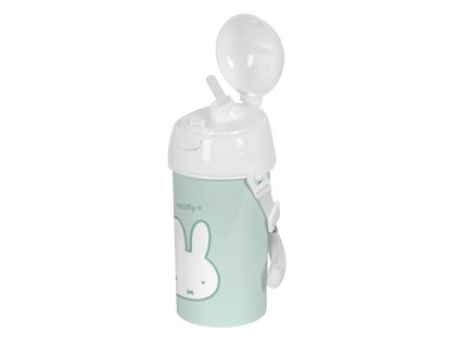 Detská fľaša cez rameno s vrchnákom a slamkou Miffy Menta PVC Mätová (500 ml) (7,3 x 19,5 x 7,3 cm)
