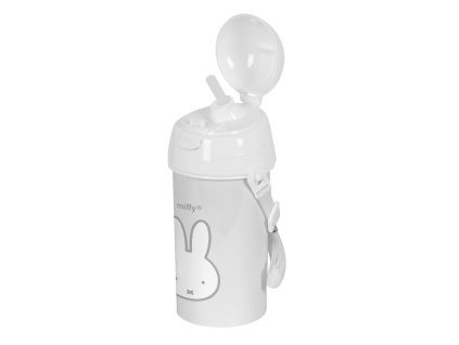 Detská fľaša cez rameno s vrchnákom a slamkou Miffy Niebla PVC Sivá (500 ml) (7,3 x 19,5 x 7,3 cm)