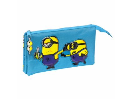 Trojitý peračník Minions Minionstatic Modrá (22 x 12 x 3 cm)