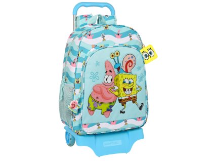 Školská taška na kolieskach Spongebob Stay positive Modrá Biela (33 x 42 x 14 cm)