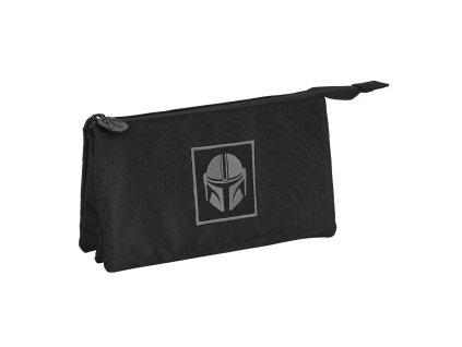 Trojitý peračník pre starších žiakov a študentov The Mandalorian Čierna (22 x 12 x 3 cm)