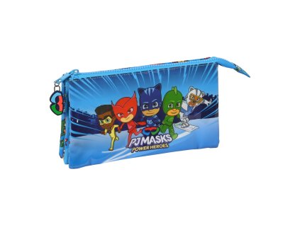 Trojitý peračník PJ Masks Modrá (22 x 12 x 3 cm)
