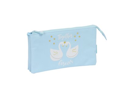 Trojitý peračník Glow Lab Cisnes Svetlá modrá 22 x 12 x 3 cm