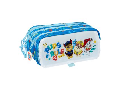 Trojitý peračník s predným vreckom The Paw Patrol Pups rule Modrá (21,5 x 10 x 8 cm)