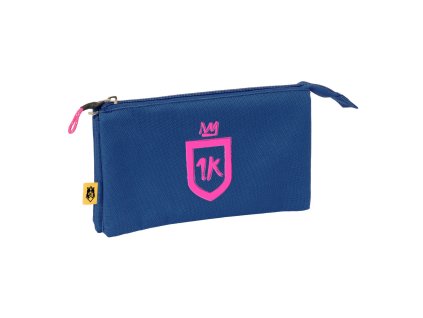 Trojitý peračník pre starších žiakov a študentov Kings League 1k Modrá (22 x 12 x 3 cm)