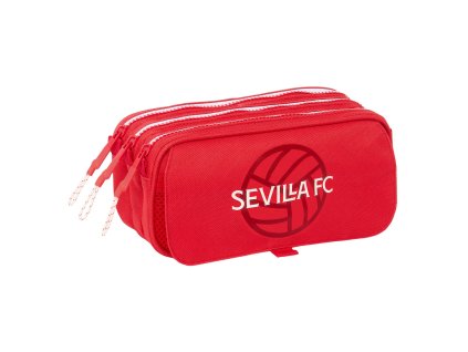 Trojitý peračník s predným vreckom Sevilla Fútbol Club Červená (21,5 x 10 x 8 cm)