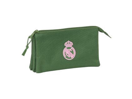 Trojitý peračník pre starších žiakov a študentov Real Madrid C.F. Khaki zelená (22 x 12 x 3 cm)