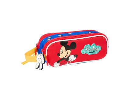 Dvojitý peračník s pútkom Mickey Mouse Clubhouse Good day Modrá (21 x 8 x 6 cm)