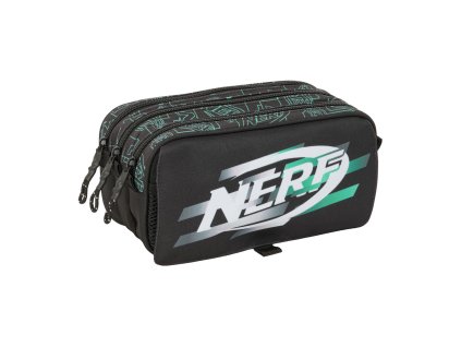 Trojitý peračník s predným vreckom Nerf Game Čierna (21,5 x 10 x 8 cm)