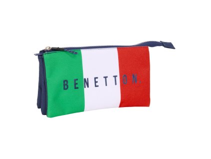 Trojitý peračník pre starších žiakov Benetton Flag Námornícka modrá (22 x 12 x 3 cm)