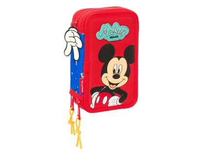 Trojitý peračník Mickey Mouse Clubhouse Good day Modrá (12,5 x 19,5 x 5,5 cm) (37 Kusy)