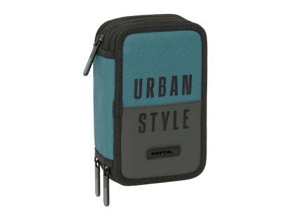 Trojitý peračník Safta Urban style Modrá Sivá (12,5 x 19,5 x 5,5 cm) (37 Kusy)