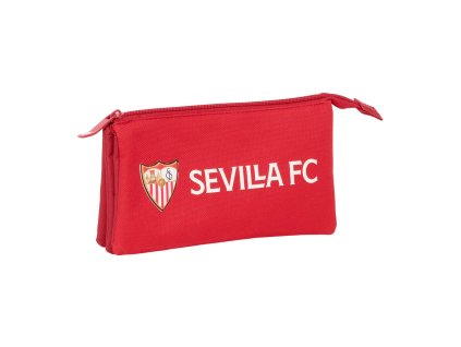 Trojitý peračník pre starších žiakov Sevilla Fútbol Club Červená (22 x 12 x 3 cm)