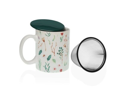 Hrnček na čaj so sitkom Versa Sansa Kvety Porcelán Kamenina (12 x 8 x 10 cm)