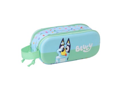 Dvojitý peračník s pútkom Bluey Modrá (21 x 8 x 6 cm)