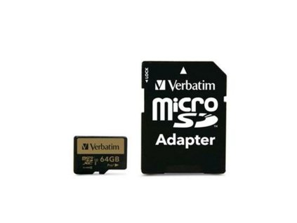 Pamäťová karta Micro SD s adaptérom Verbatim Pro+ 64 GB