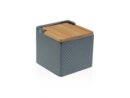Soľnička s vrchnákom Versa Sivá Keramický Bambus Dolomite (11 x 11 x 11 cm)