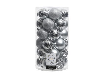 Vianočné gule na stromček Decoris Striebristá (Ø 6 cm) (37 ks)