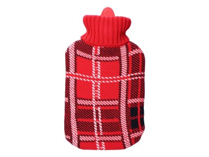 Termofor ohrievacia fľaša s obalom EDM Károvaný Vlna Červená (2 l) (20 x 1 x 34,5 cm)