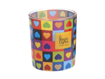 Sviečka v skle Magic Lights Srdcia (7,5 x 8,4 cm)