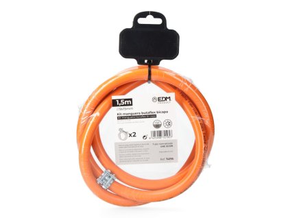 Hadica na propán bután EDM Butaflex 2 svorky Dvojitá vrstva Oranžová (Ø 9 x 15 mm) (1,5 m)