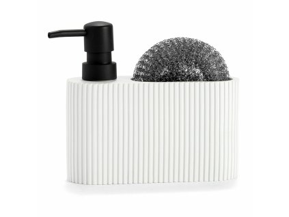 Dávkovač saponátu s odkladacím miestom na drôtenku 2 v 1 Andrea House Živica Biela (16 x 5 x 15 cm) (300 ml)