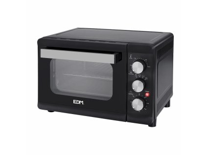 Stolná elektrická mini rúra EDM Tvrdené sklo Matná čierna Čierna 1380 W 23 l (46 x 38 x 31 cm)