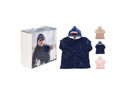 Detská deka s rukávmi a kapucňou Jednotná veľkosť (3-10 rokov) (1 ks)
