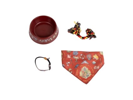 Darčeková sada pre psa (psí obojok, krmítko, hračka, šatka) Harry Potter Červená Multi-kompozícia
