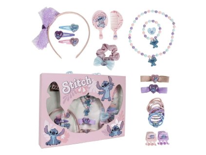 Sada vlasových doplnkov Stitch Ružová Detské (24 Kusy)