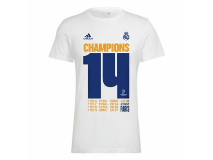 Pánsky futbalový dres s krátkym rukávom Adidas Real Madrid Champions 2022 (Veľkosť L)