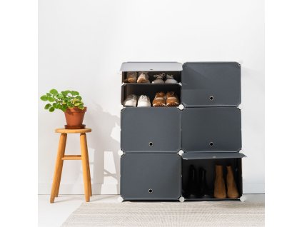 Prenosný modulárny botník s vešiakom InnovaGoods Sivá (Kapacita 20 párov)