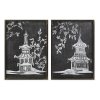 Obraz s rámom DKD Home Decor Orientálny Bambus Sklo Čierna Biela (50 x 2,8 x 70 cm) (2 ks)