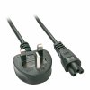 Britský napájací kábel UK/IEC C5 LINDY 30409 (male konektor 1× vidlica typu G, female konektor trojlístok 1× IEC C5) (2 m)