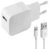 Nabíjačka do zástrčky v stene + kábel Lightning MFI KSIX 2.4A USB iPhone Biela