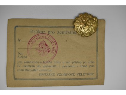 IV. Pražský vzorkový veletrh 1922 + Průkaz pro zaměstnance