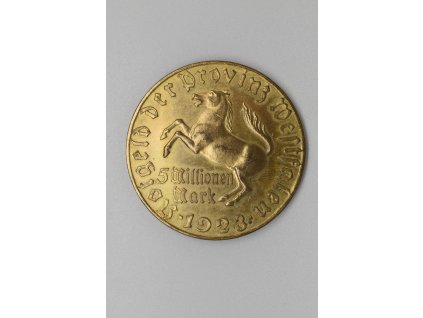 Inflační mince 5 milionů marek 1923