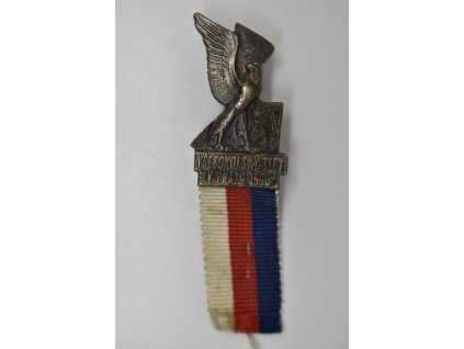 Účastnický odznak XI. Všesokolského sletu pro dorost 1948 (postříbřený)