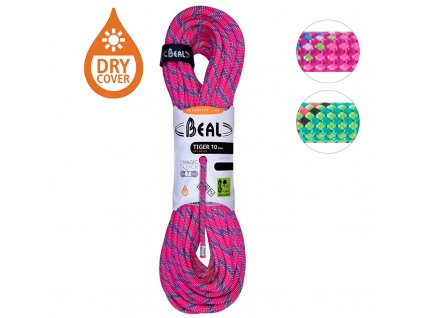 Dynamic rope BEAL Tiger Unicore 10 mm 60 m fuchsia dry cover