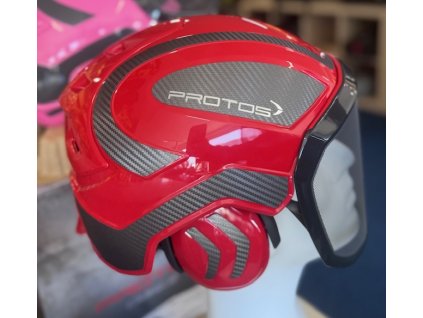 Kask PROTOS® Integral Arborist, wizjer F39, czerwony/carbon