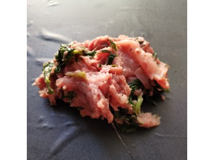 (AKCE 3+1) Kuře celé mleté se špenátem a kopřivou (Celé mleté kura so špenátom a žihľavou) 1kg
