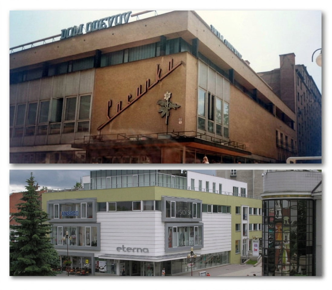 Dom odevov SASANKA v Poprade a OC ETERNA po rekonštrukcii