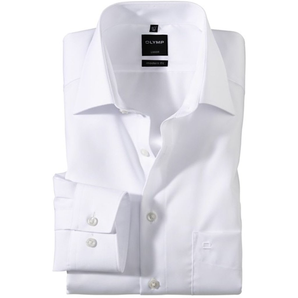 Pánska spoločenská biela košeľa OLYMP, modern fit, predĺžený rukáv