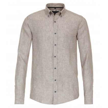 Pánska béžovosivá ľanová košeľa CASA MODA casual fit (Veľkosť L)